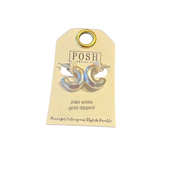 Jewelry - NNW 24KT White Gold Hoop Pierced Earrings